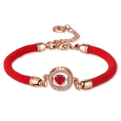 Asli Heart Bead Rose Gold Luck Charms Bracelet Bangle