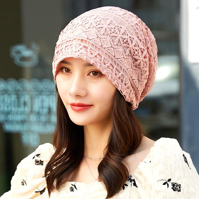 Women Hats Spring Summer Thin Bonnets For Women Designer  Flower llies Headscarf Hat Autumn Latest Turban Beanies