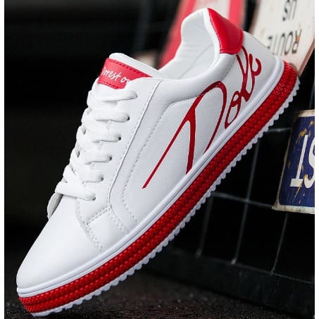 Unisex Sneakers- Red And  White
