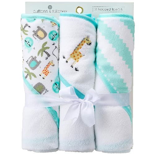 Buttons And Stitches - Infant Hooded Towel - 3 Packs