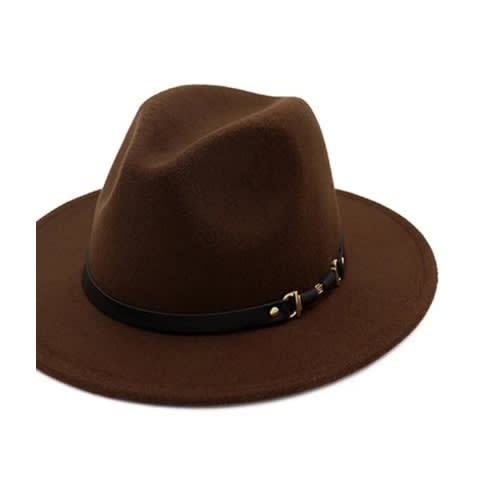 Wide Brim Fedora Hat Brown