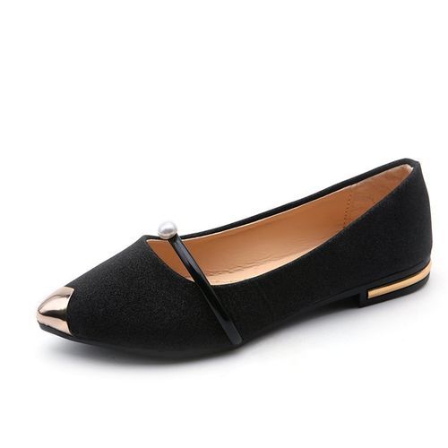 Ladies Classic Low Heel Simple Pointed High Heels-Black