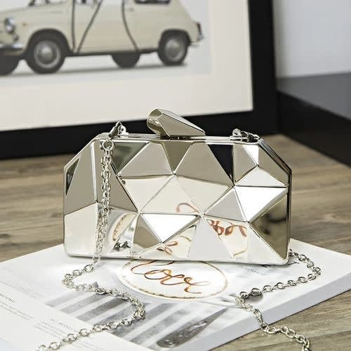 Metallic Clutch Purse - Silver - 6 x 4 inches