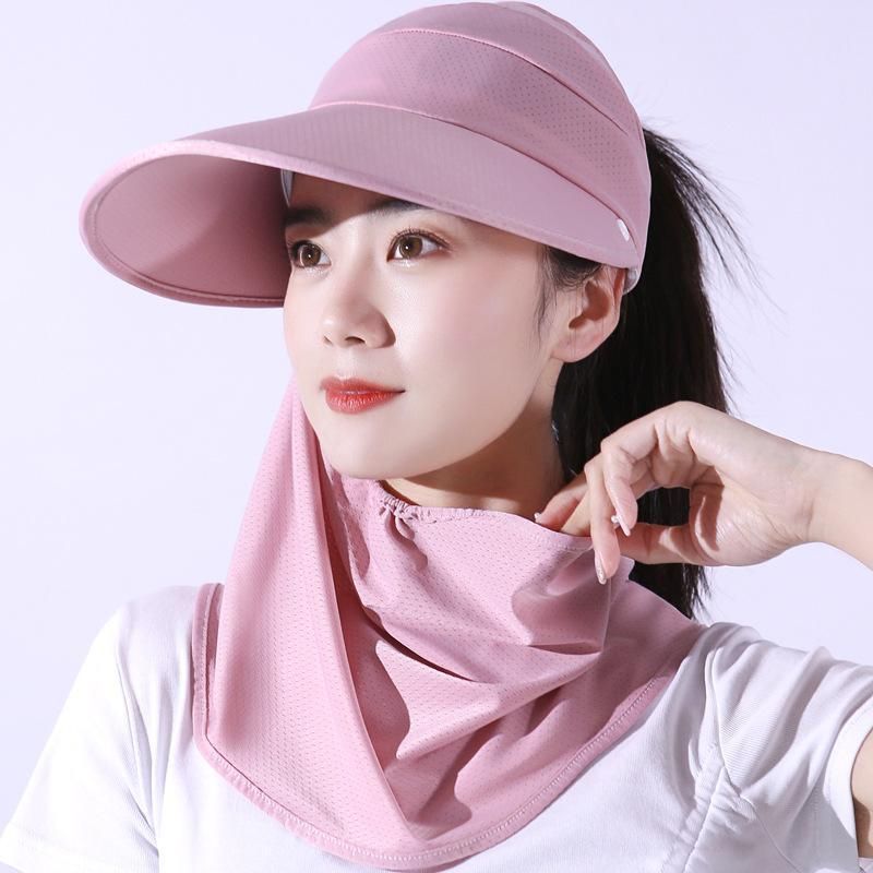 Pink Summer Hats For Women Sunscreen Outdoor Anti UV Cycling Beach Hat Female Floppy Foldable Ladies Hat Gorro Sunhat Face Cover