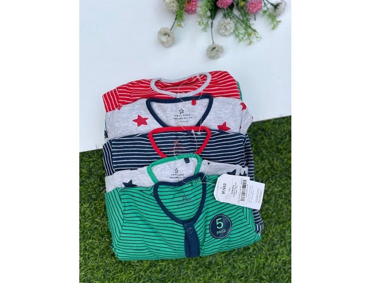 Cotton Baby Sleepsuits - 5 Pack