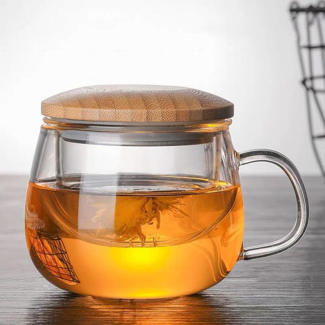 Creative Glass Tea Infuser Cup With Transparent Filter Lid