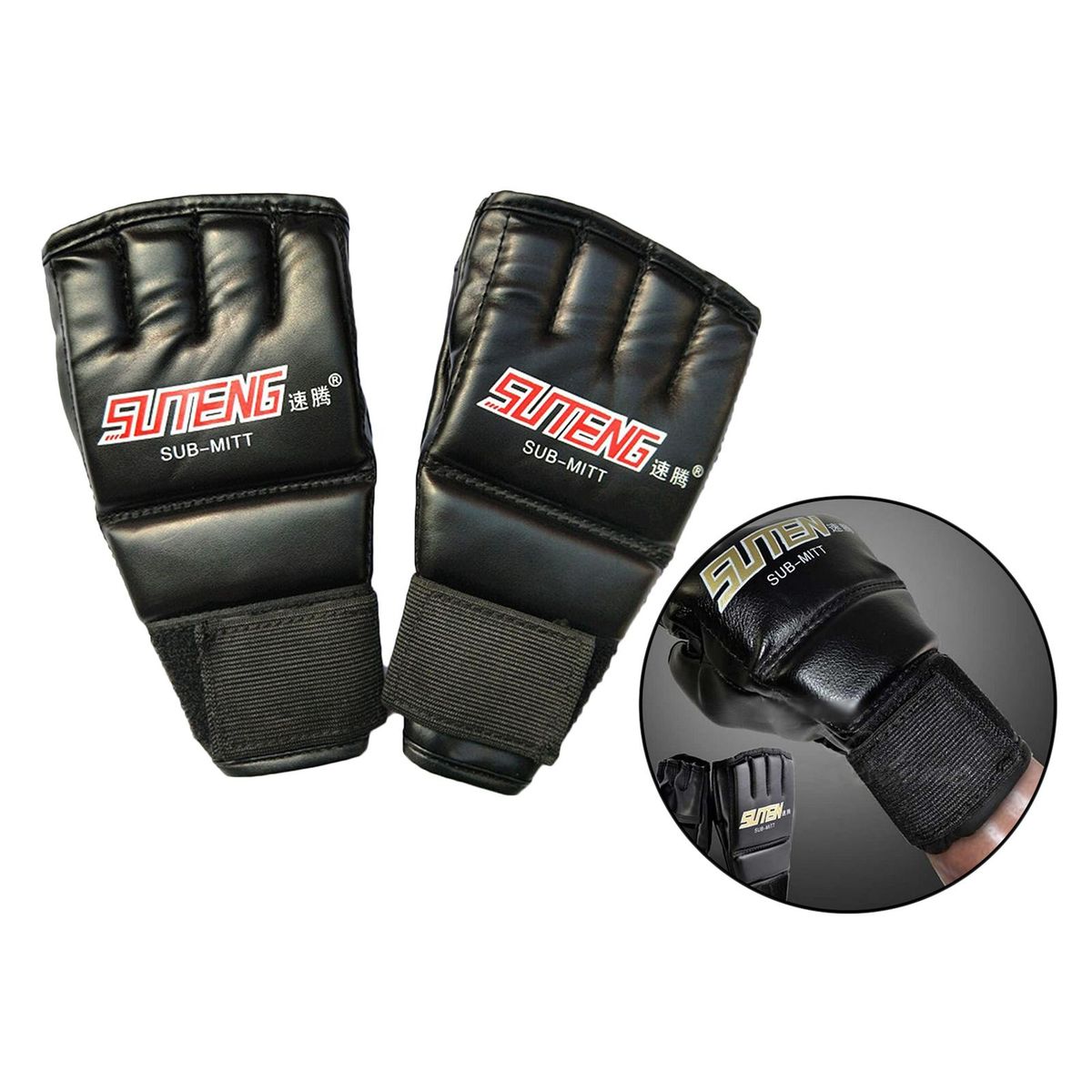 MMA Half Finger Boxing Fight Gloves  For Adults Black 3