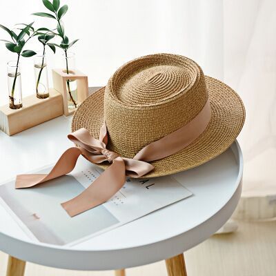 （56-58cm）（56-58cm）（Khaki）2020 Simple Summer Women's Beach Hat Female Casual Panama Hat Lady Bra RA