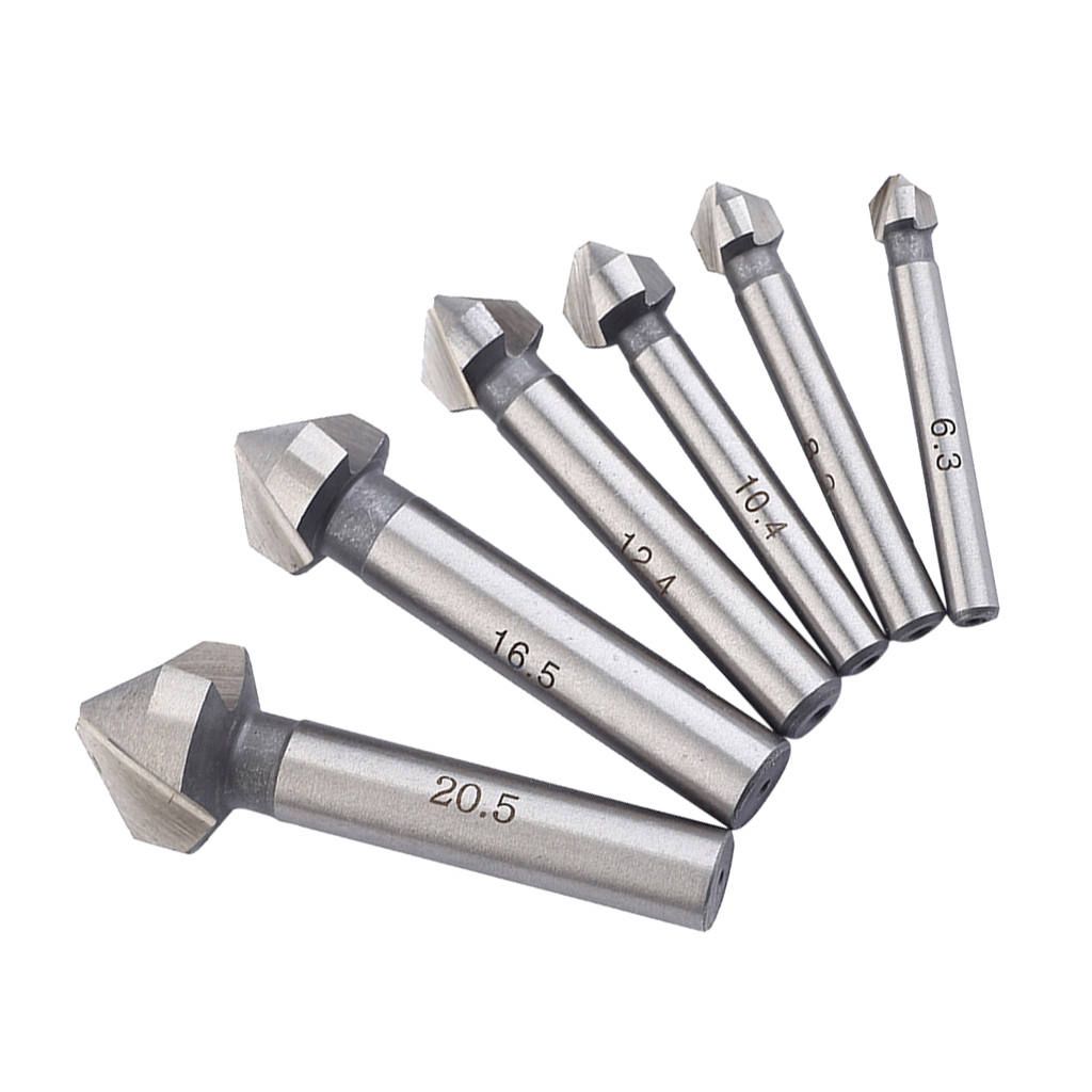 6Pc Countersink Boring Set  Metal Quick Change Drill Bit Tool