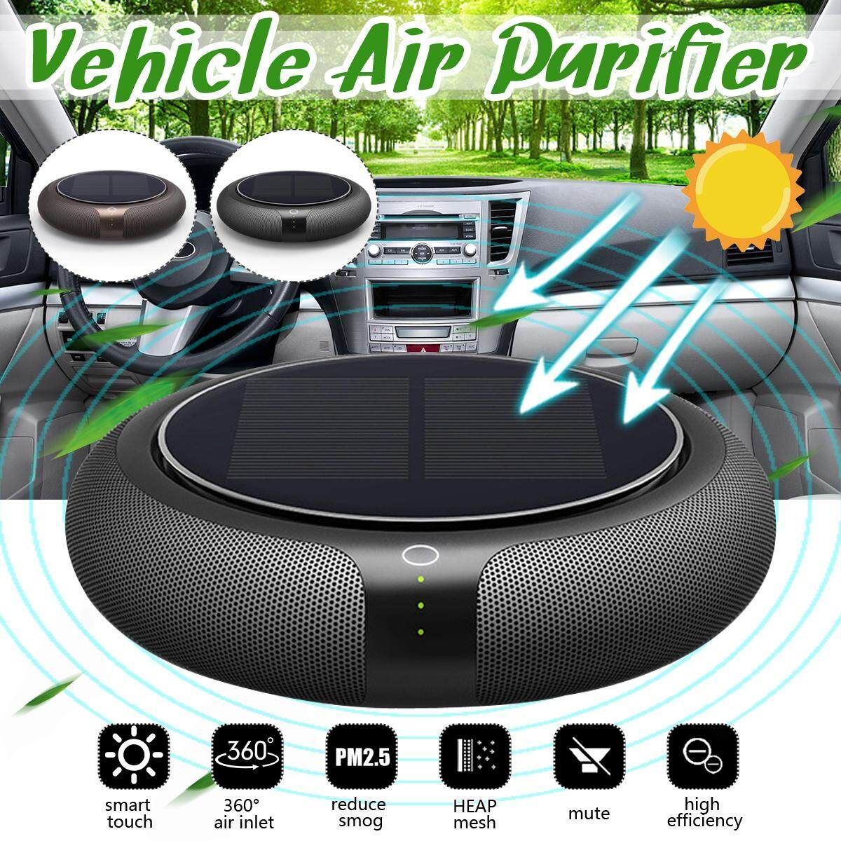Solar Car Purifier Formaldehyde Haze Removal Anion Automotive Intelligent Air Purifier For Car Home Use Black