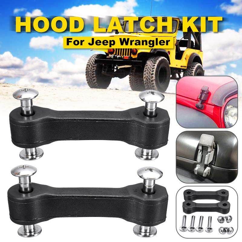 Black Heavy Duty Hood Latch Upgrade Kit For Jeep JK Stops Shake Rattle