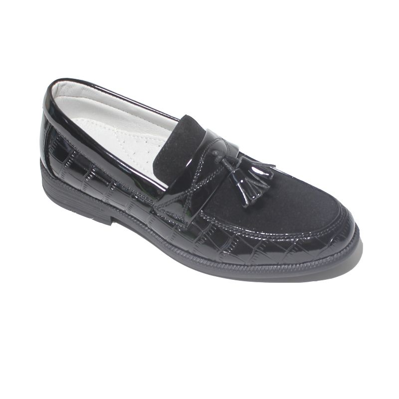 Boys Oxford PU Leather Tassel Brogue Black