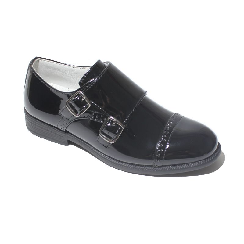 New Kids Boys Leather Shoes-Black