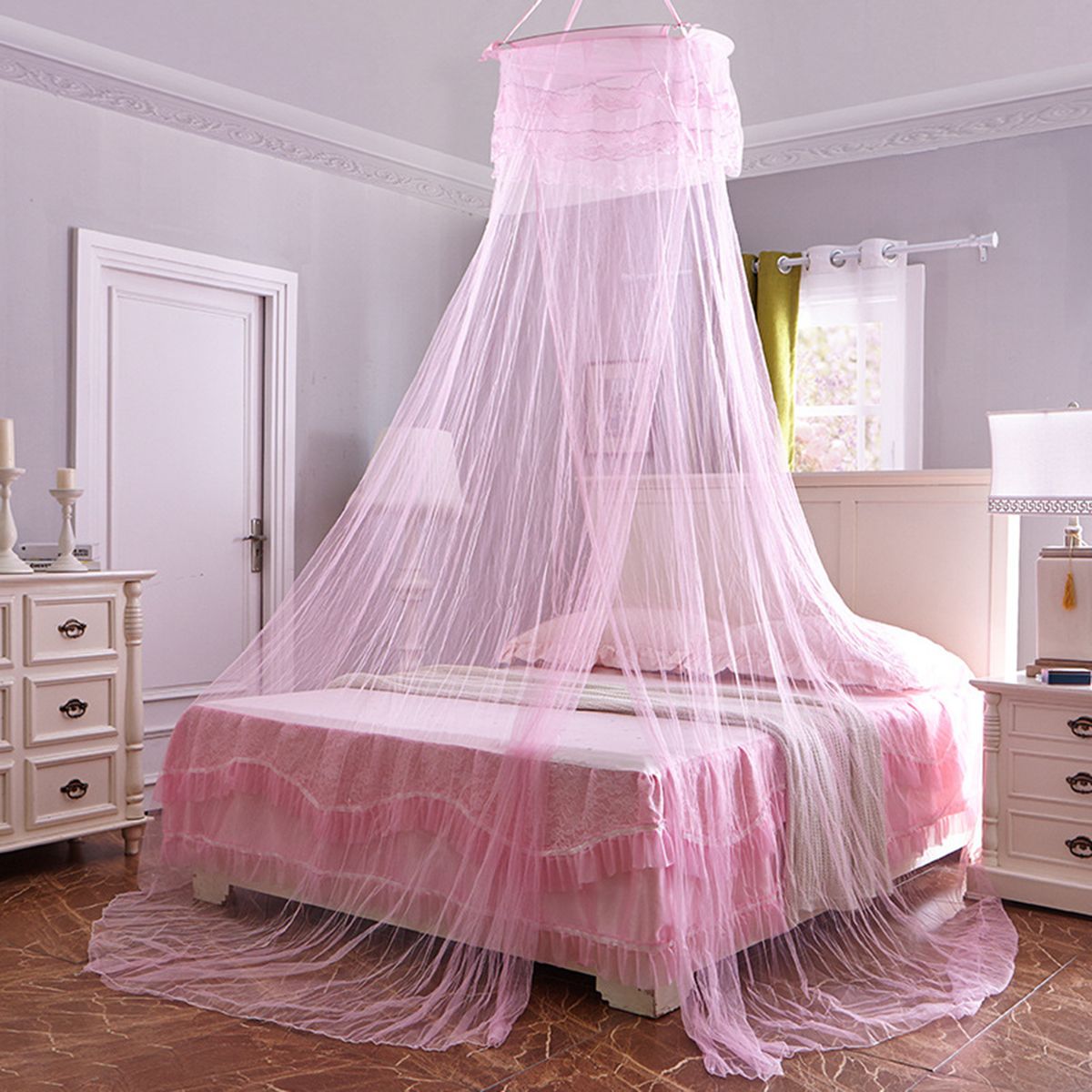 Mosquito Net For Bed Canopy Queen Size King White Light Pink