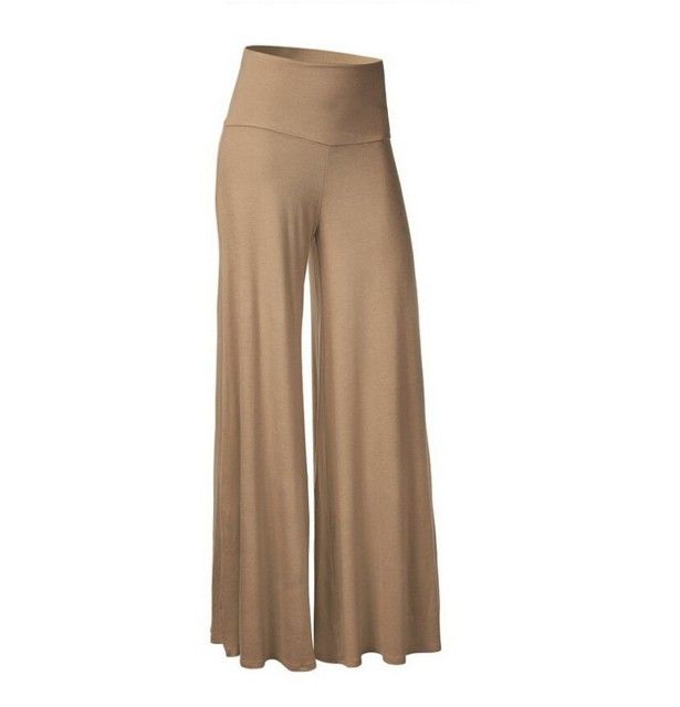 Women'S Wide Leg Pants Fashion Loose Stretch High Waist Wide Leg Long Pants Palazzo Chiffon Solid Hot Trousers(#White)