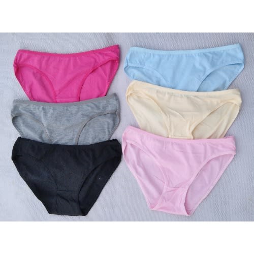 Plain Pure Cotton  Female Panties -Set Of 6