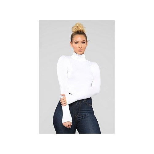 Ladies' Turtle Neck Long Sleeve - White