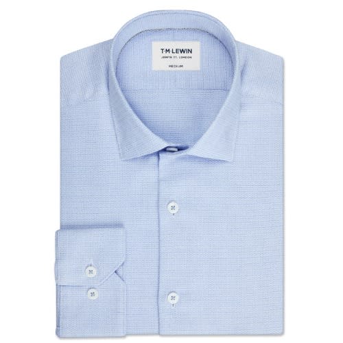 Textured Semi Blue Single Cuff Shirt