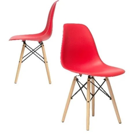 Plastic Moulded Eiffel Chair - Charles Eames Style - Red