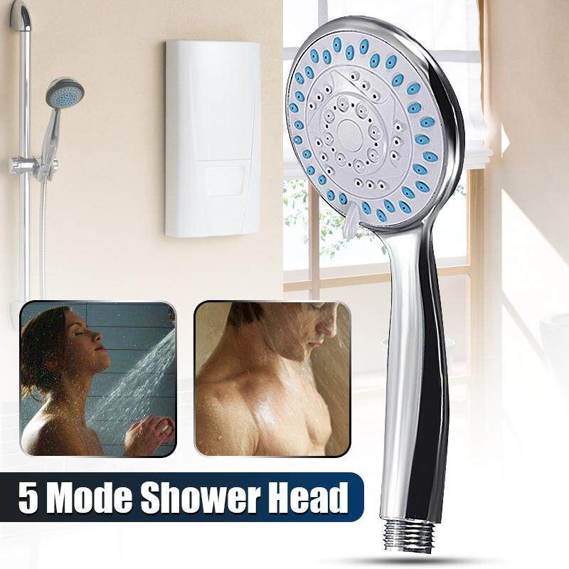 Chrome Shower Head With 5 Function Spray Anti-limescale Universal Home Bathroom