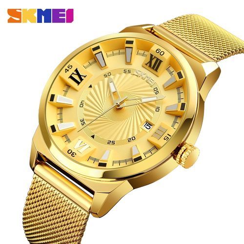 Men's Waterproof Time Date Quartz Wrist Watches-Gold(9166)