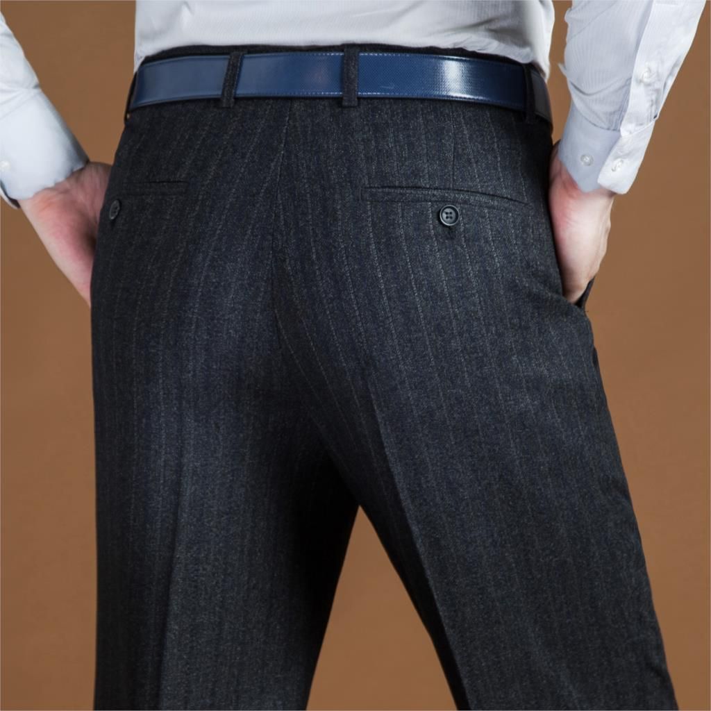 Black Suit Pant For Men Loose Wool Men Suit Pants Classic Straight Formal Mens