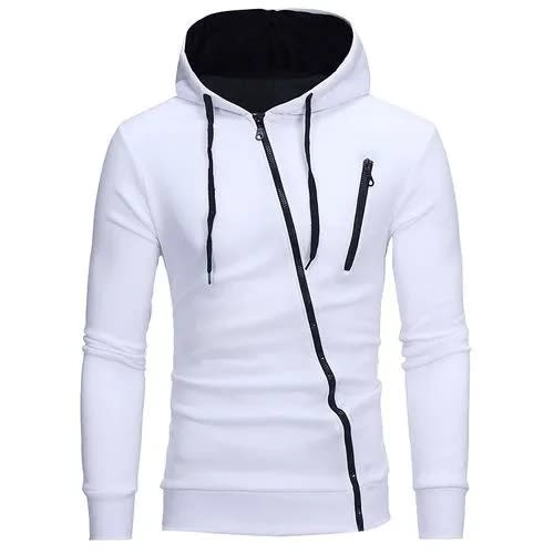 Men's Trendy Zipper Hoodie - White