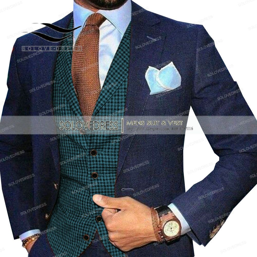 (Teal)Mens Suit Vest Lapel V Neck Wool Wool Plaid Casual Formal Business Vest Waistcoat Groomman For Wedding Green/Brown/Grey/Coffe WAR