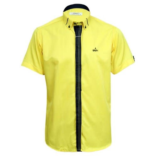 Men's Short Sleeve Shirt- Yellow & Black - Msht-4041