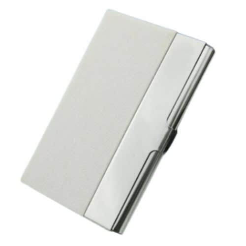 Aluminum Pu Leather Card Holder - Off  White & Silver