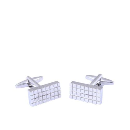 Tiny Check Cufflinks - Silver - MC-3984
