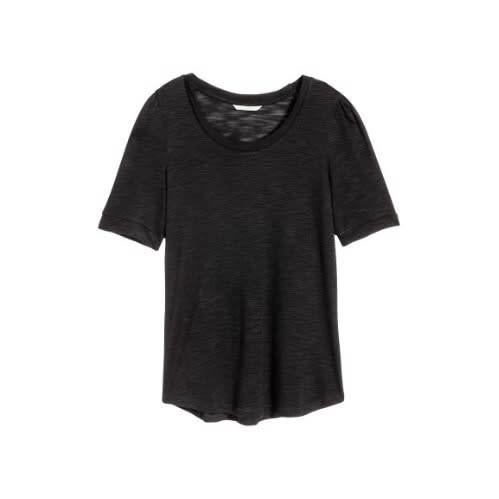 Puff Sleeves Jersey Top - Black Marl