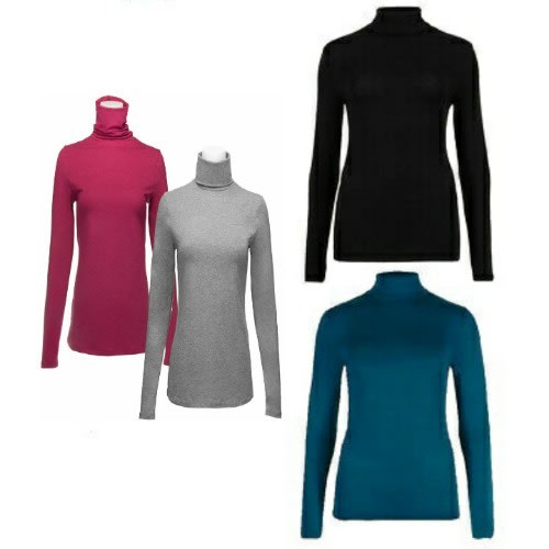 Women Turtleneck Long Sleeve Tops - 4pcs