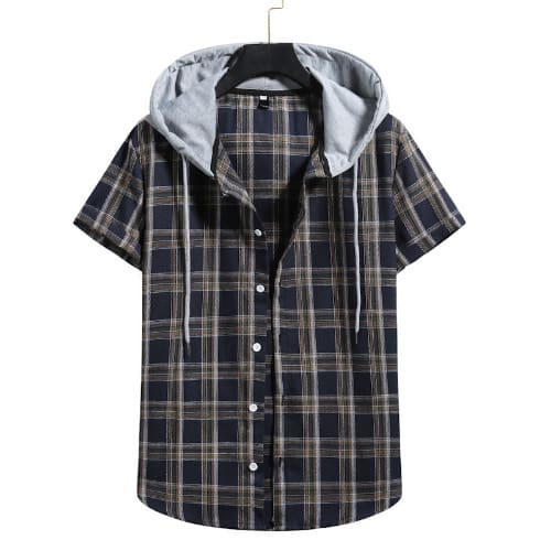 Short Sleeve Button Down Hood Shirt