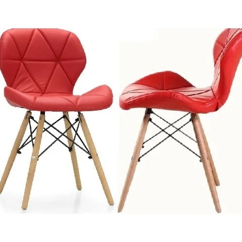 Padded Dinning Chair With Bench Wood Legs -set Of 2