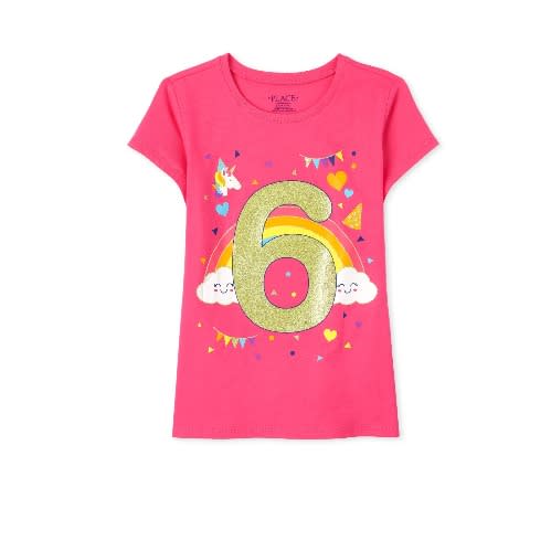 Girls 6th Birthday Glittering Unicorn - Rainbow Top