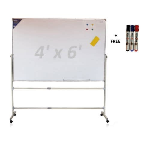 Best Magnetic Whiteboard With Stand + 12 Markers - Movable 4x6ft - 120cm