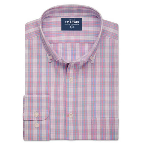 Slim Fit Pink And Blue Oxford Check Shirt