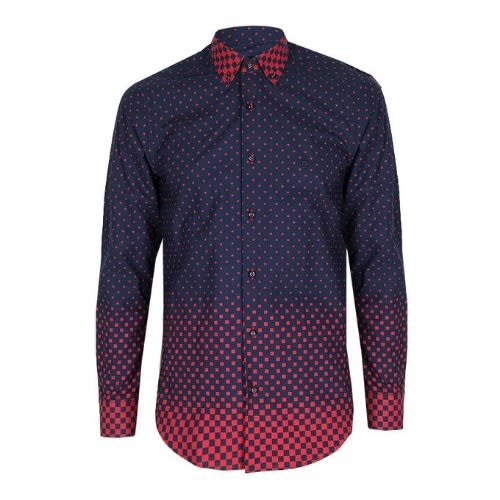 Polka Dot Drafted Shirt - Blue & Wine - Msht-4517