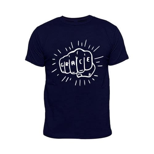 Unisex Grace Print T-shirt - Navy Blue