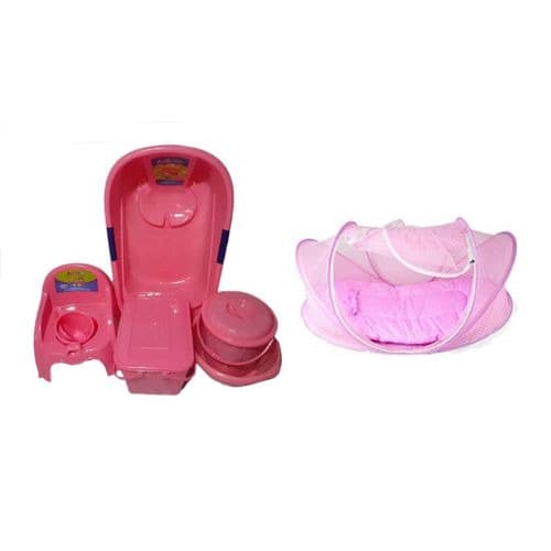 Baby Bath + Bed Net - Peach