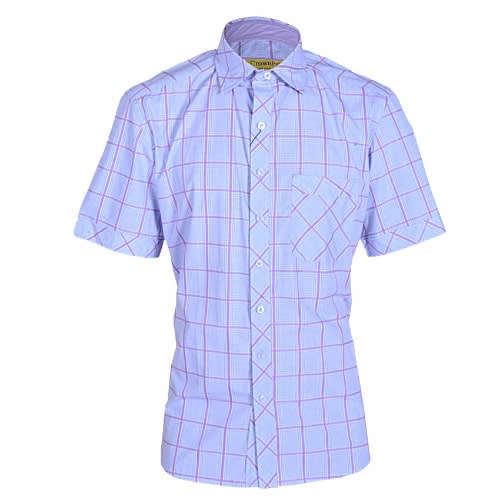 Striped Short Sleeve Shirt- Blue And Lilac- Msht-1609