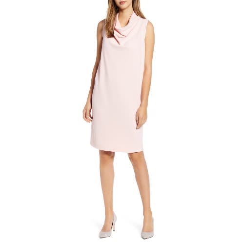 Cowl Neck Shift Dress For Women -Pink