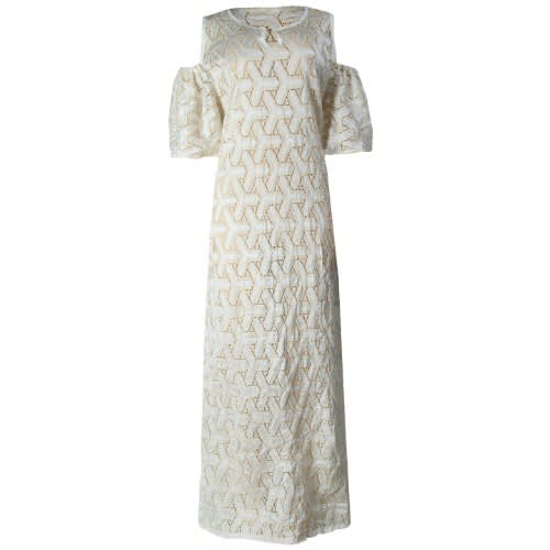Ladies Cole Shoulder Maxi Lace Dress -off White