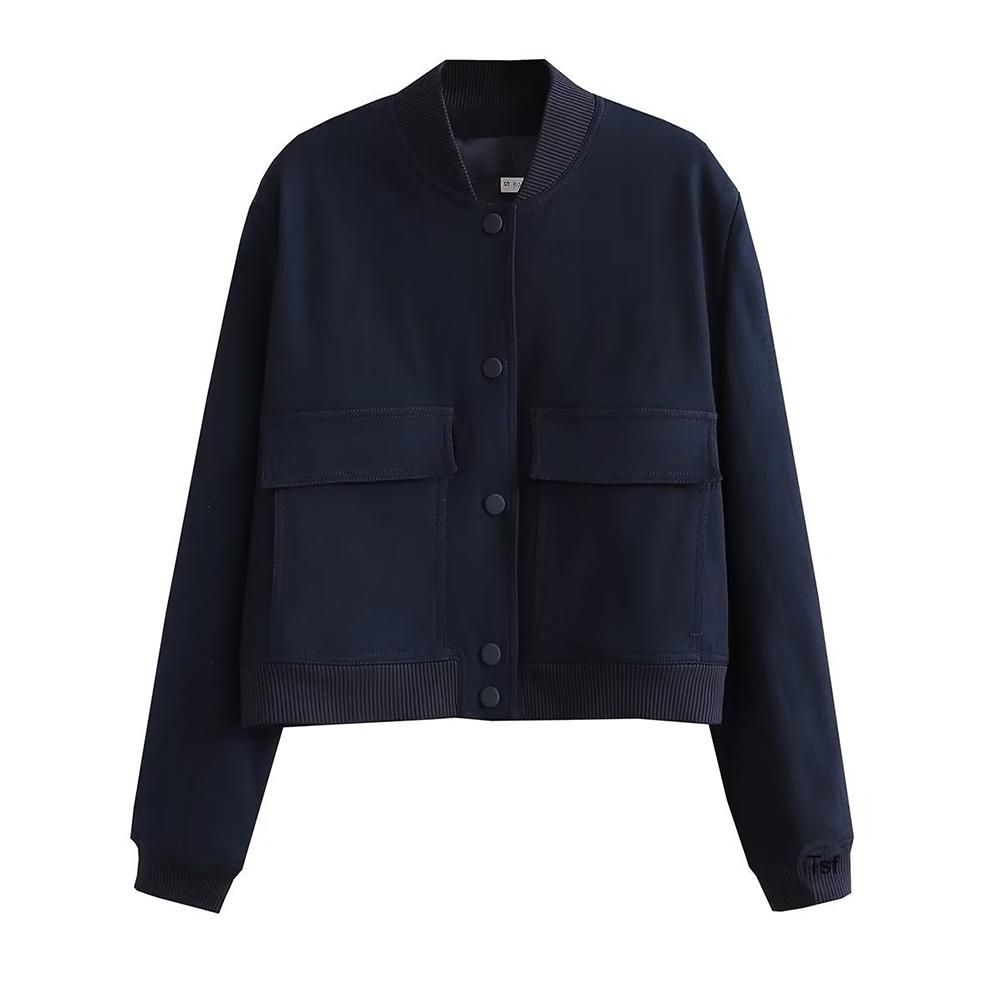 Women's Cropped Jacket With 2 Large Pocket Thicken