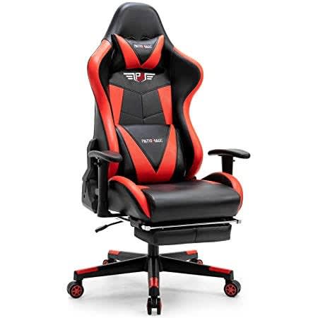 Gaming Chair With Footrest - Red