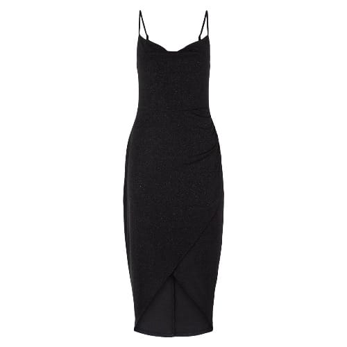 Glitter Sparkle Midi Dress - Black