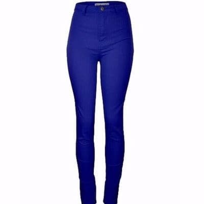 High Waist Stretch Skinny Jeans - Royal Blue