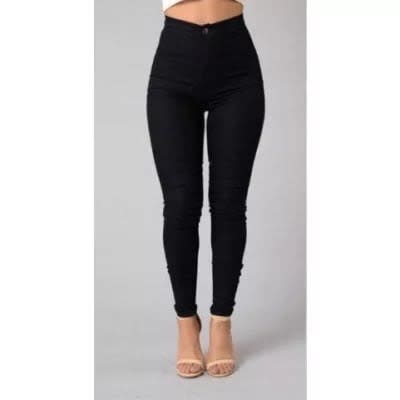 Ladies Skinny High Waist Jeans - Black
