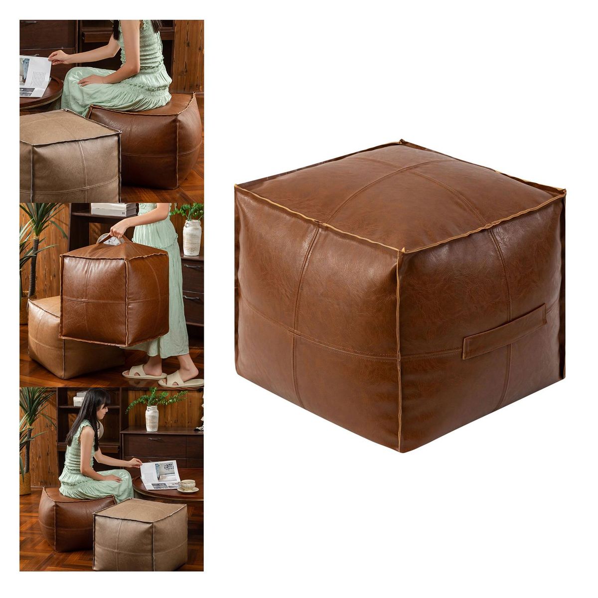 Footstool Without Inner Filling For Bedroom Kids Room Foot Orange